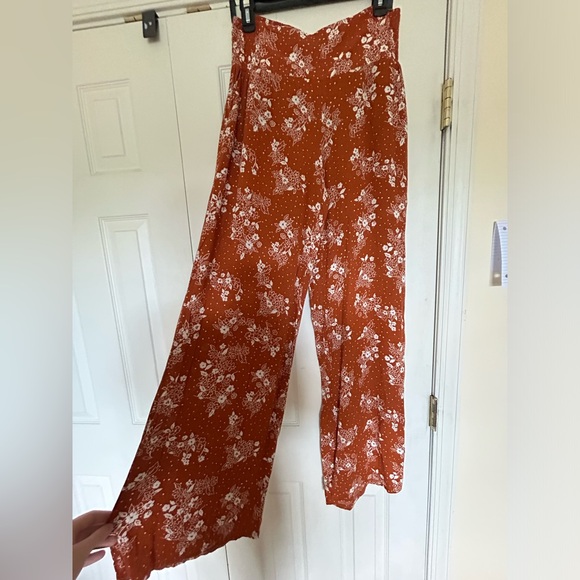 Three Dots orange flowy pants - Picture 2 of 3